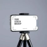 Smartphone on Tripod Mockup Front View PSD