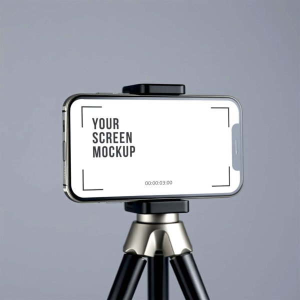 Smartphone on Tripod Mockup Front View PSD