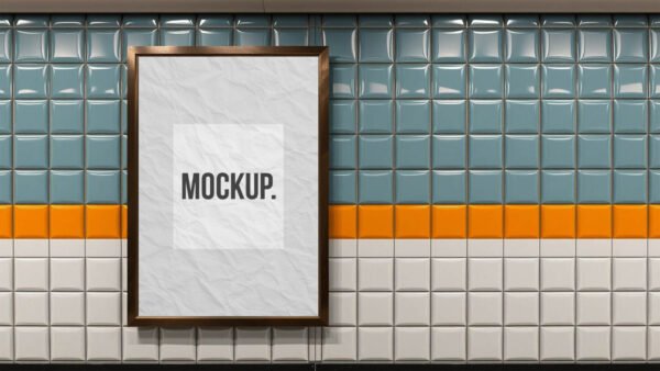 Subway vertical signage mockup billboard mock up