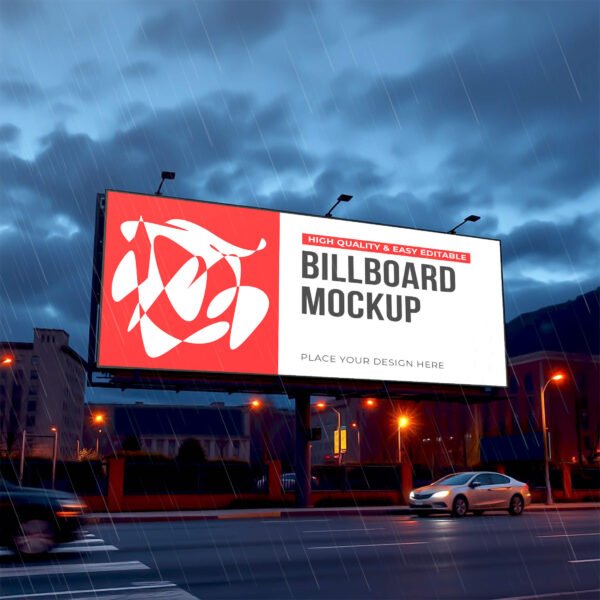 Night Wide View Billboard Mockup PSD 24