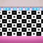 Wide step and repeat banner on event Mockup