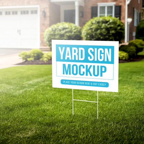 Yard sign mockup on green grass PSD