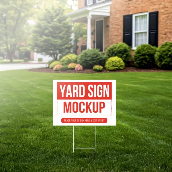 Yard sign mockup on green grass PSD