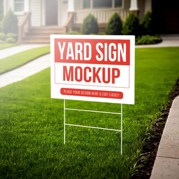 Yard sign mockup on green grass PSD