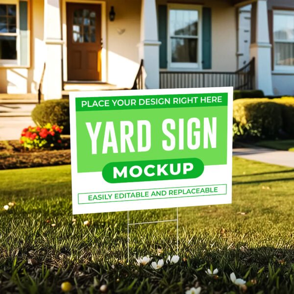 Yard sign mockup on green grass PSD