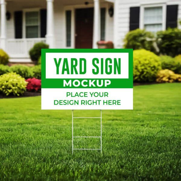 Yard sign mockup on green grass PSD