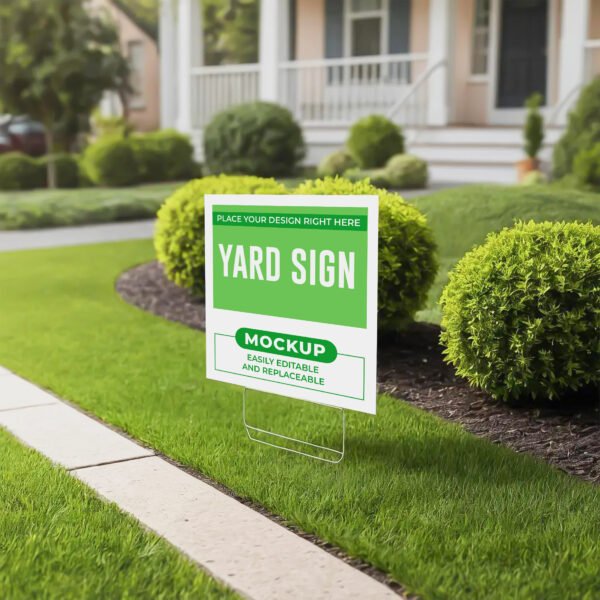 Yard sign mockup on green grass PSD