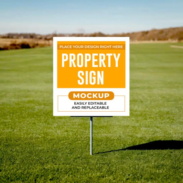 Yard sign mockup on green grass PSD