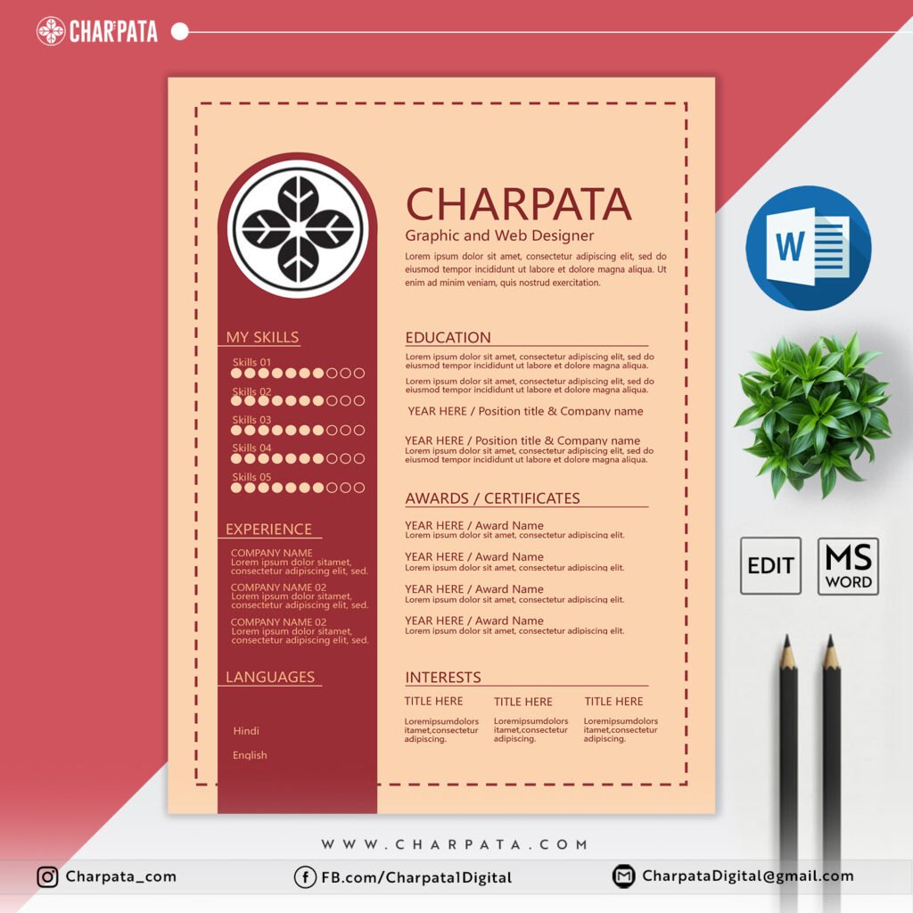 Modern CV Layout MS Word CV for Job Application